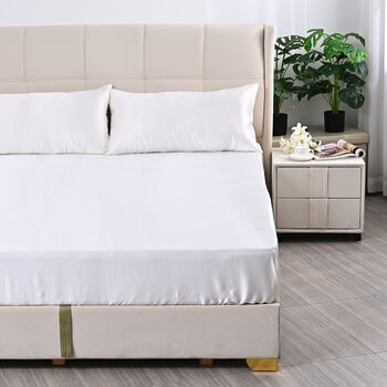 LA MAREY SIGNATURE Seiden Bettw&auml;sche Set, 4 teilig, 230x260cm, 100% Maulbeerseide, Elfenbeinfarben