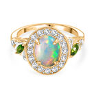 D'Joy Nat&uuml;rlicher, &auml;thiopischer Welo Opal, Nat&uuml;rlicher Chromdiopsid Ring 925 Silber vergoldet (Gr&ouml;&szlig;e 20.00) ca. 1,98 ct