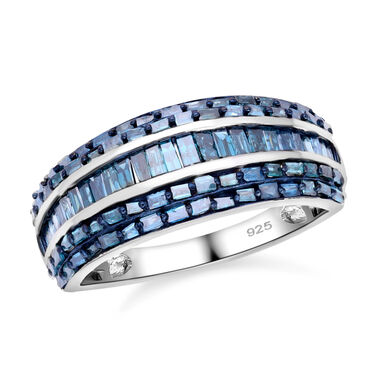 Blauer Diamant Ring 925 Silber platiniert (Größe 16.00) ca. 1.00 ct
