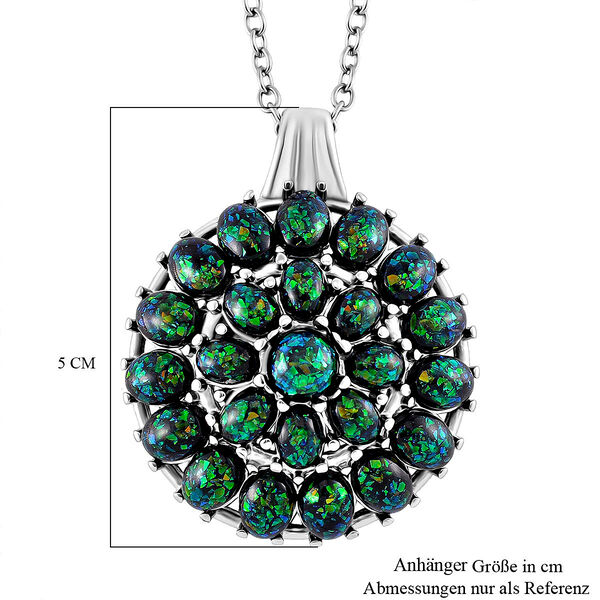 Simuliertes schwarzer Opal Anh&auml;nger mit Kette ca. 50 cm + 5 cm Extender, 316L Edelstahl image number 7