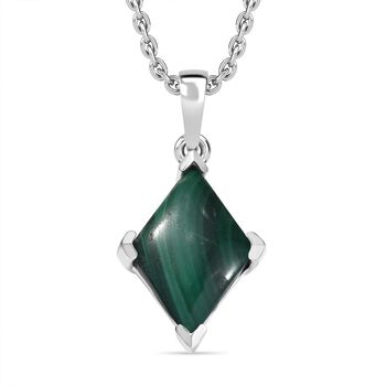 Malachit Anh&auml;nger mit Kette (ca. 50 cm), Nickelfreies Messing und 316L Edelstahl, ca. 7.50 ct