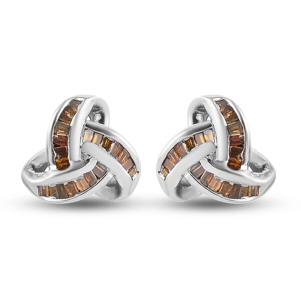 Liebesknoten rote Diamant-Ohrstecker, 925 Silber platiniert - 0,25 ct. image number 6