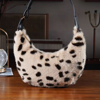 Leopardenmuster-Hobo-Tasche, 30x20 cm, Beige-Coffee