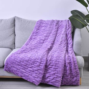 Super weich: Plissierte Luxus Decke mit Mikroflannel-Futter, 150x200 cm, Lavendel