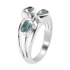 Handgearbeiteter Polki Blauer Diamant Ring 925 Silber Platin-Überzug image number 3