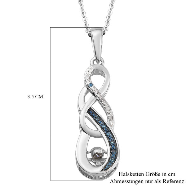 Blauer und wei&szlig;er Diamant-Anh&auml;nger mit Kette in Silber image number 6