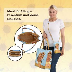 2-teiliges Taschenset - 40x12x35cm Shopper und 20x11x2cm Handytasche, Sonnenblumen von Van Gogh
