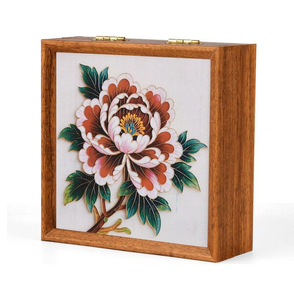 "Golden Lottery Painting              storage box- Peony flower Product size: 23 * 15.3 * 6CM Packaging: 1 piece/white box Function: Storage box, colored sand, water-based eco-friendly adhesive, plastic cup, oil painting scraper" image number 2