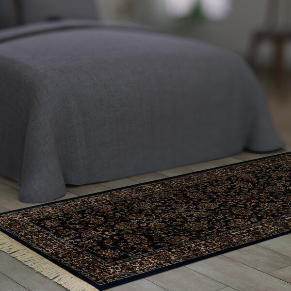 Bedruckter Perserteppich mit Fransen, Gr&ouml;&szlig;e 66x180 cm, Blau