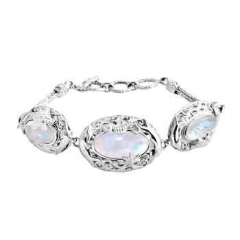 Royal Bali - Premium Regenbogen Mondstein Armband ca. 19 cm 925 Silber ca. 20.45 ct
