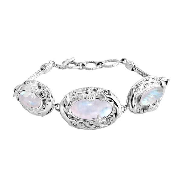 Royal Bali - Premium Regenbogen Mondstein Armband ca. 19 cm 925 Silber ca. 20.45 ct image number 0