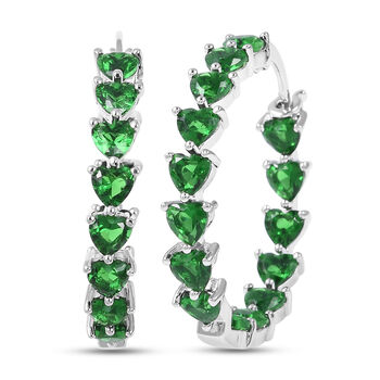 Gr&uuml;ne Glas-Creolen, silberfarben