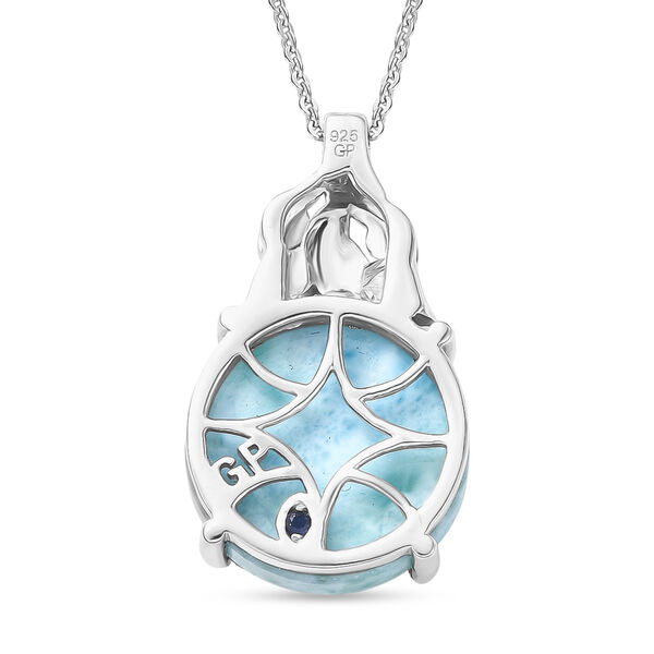 GP - Larimar, Nat&uuml;rlicher Chromdiopsid Schmuckset ca. 50 cm 925 Silber rhodiniert ca. 15,43 ct. image number 5