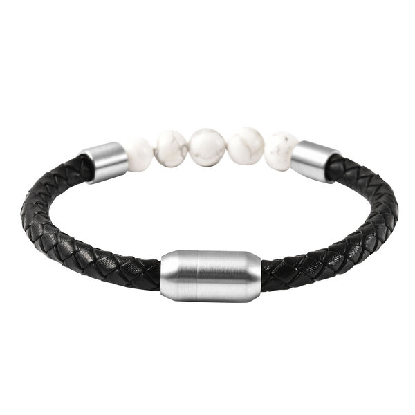 Wei&szlig;es Howlit-Armband, ca. 20 cm, Edelstahl ca. 61,50 ct image number 4