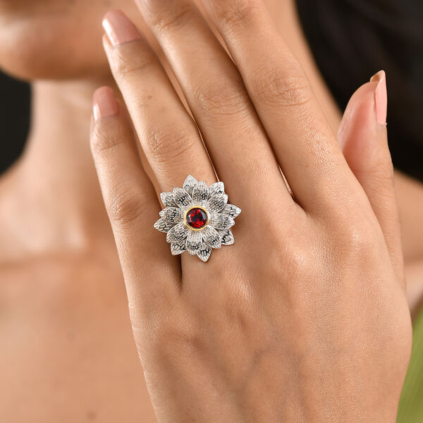 EverTrue roter Granat zweifarbiger Ring - 1 ct. image number 2