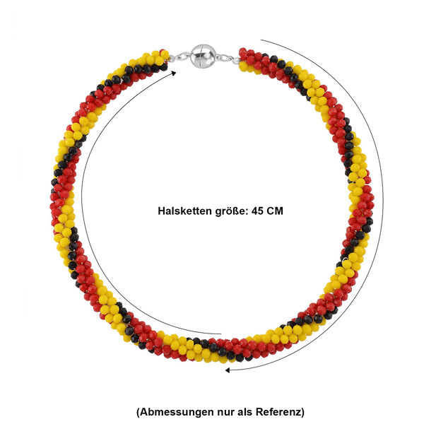 Gelbe, schware und rote Kristall 45cm Halskette image number 6