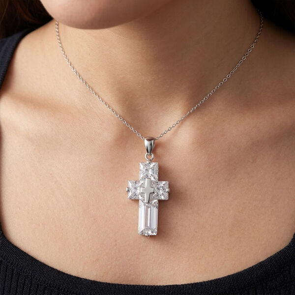 Lustro Stella wei&szlig;er Zirkonia Kreuz Anh&auml;nger image number 2