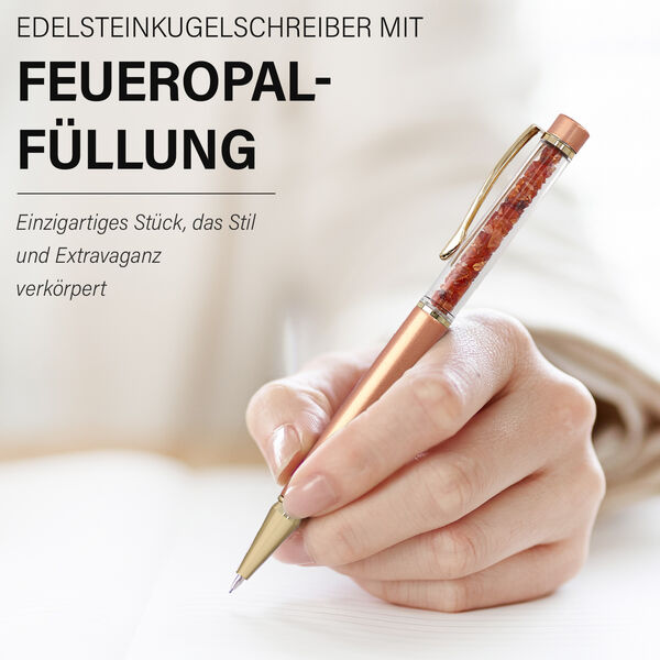 Premium Kollektion - Echter Feueropal-Kugelschreiber mit Extra-Mine image number 2