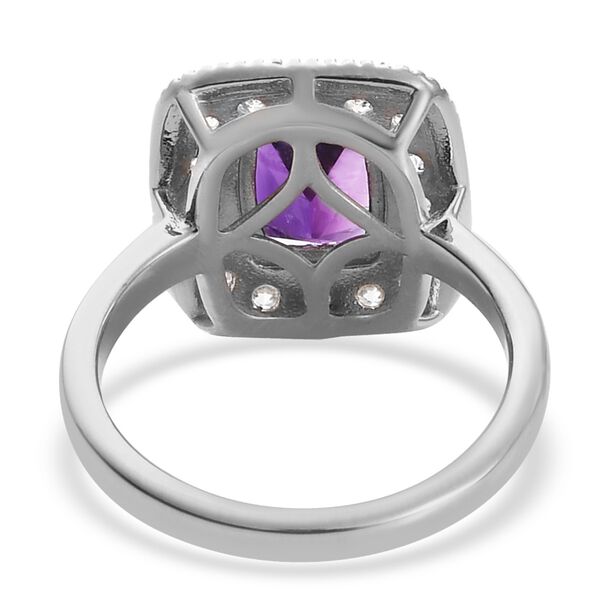 Marokkanischer Amethyst und Zirkon Halo Ring 925 Silber Platin-&Uuml;berzug image number 5