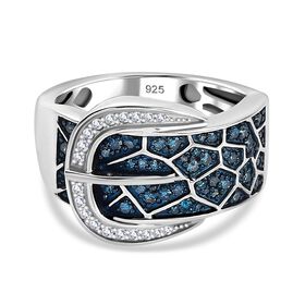 Blauer Diamant Ring 925 Silber rhodiniert (Größe 17.00) ca. 0,50 ct