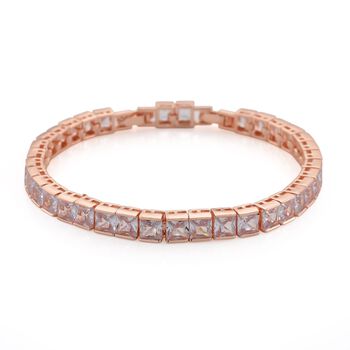 Wei&szlig;es Zirkonia-Armband in Ros&eacute;goldton, 18+2,5cm