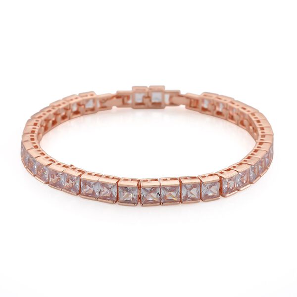 Wei&szlig;es Zirkonia-Armband in Ros&eacute;goldton, 18+2,5cm