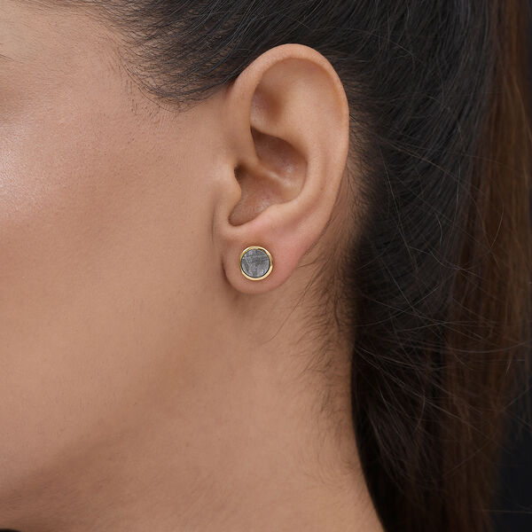 Meteorit Ohrstecker 925 Silber vergoldet ca. 6,14 ct image number 3