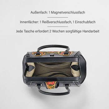 Grand Pelle  - Echtleder Handtasche, 35,5x23x18 cm, schwarz