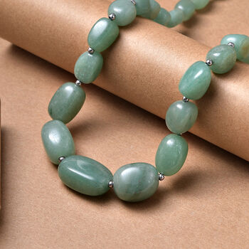 Gr&uuml;ner Aventurin Halskette ca. 45 cm Nickelfreies Messing platiniert ca. 320.00 ct