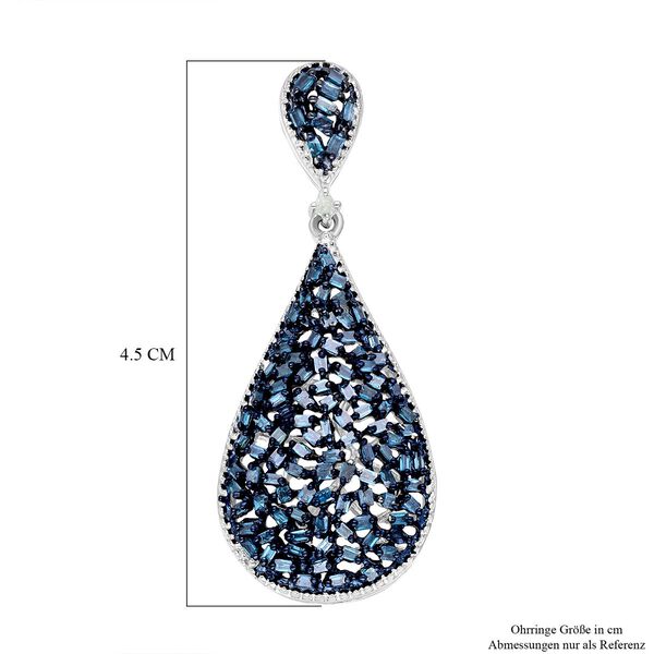 Blaue Diamant-Ohrringe, 925 Silber platiniert ca. 1,00 ct image number 5