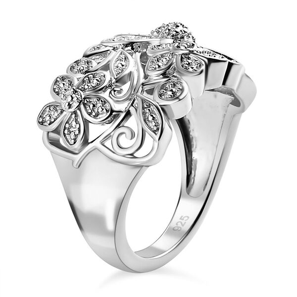 ALLORO von der Natur inspirierter, platinierter Silberring image number 5