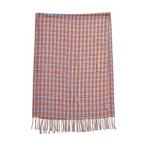 Karierter Schal mit Fransen, Orange image number 2