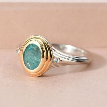 Grandidierit und Zirkon-Ring, 925 Silber Bicolor  ca. 0,83 ct