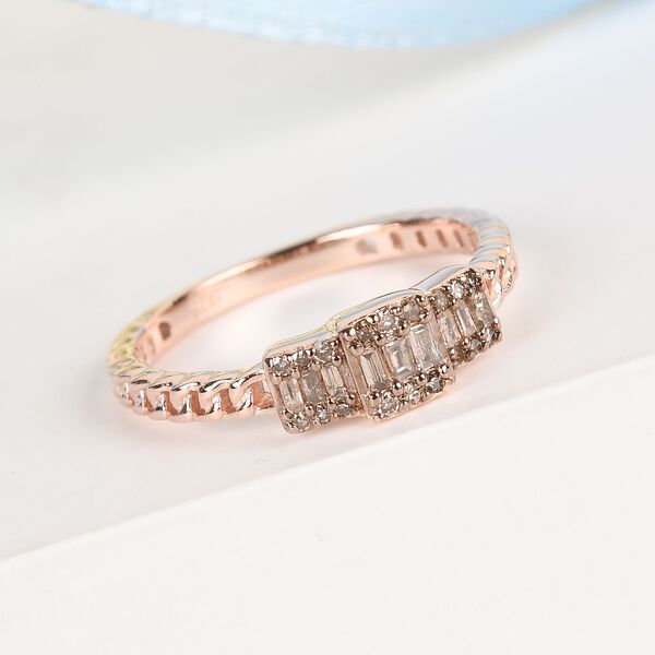 Champagner Diamant Ring 925 Silber Roségold Vermeil image number 2