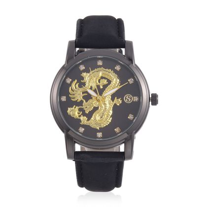 STRADA - Weißer Kristall schwarzer Uhr, 23.5 cm