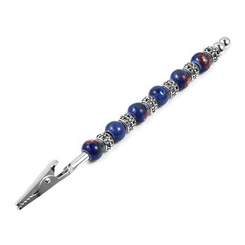 Alltagshelfer f&uuml;r Armb&auml;nder, blaue Keramik, silberfarben