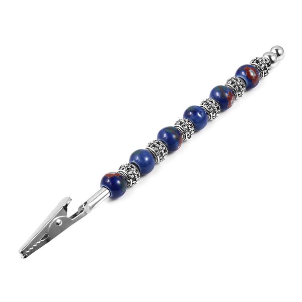 Alltagshelfer f&uuml;r Armb&auml;nder, blaue Keramik, silberfarben