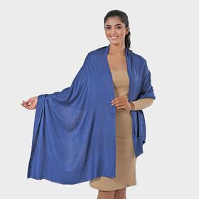 Viskose-Schal mit Fransen, 70 x 195 cm, Blau