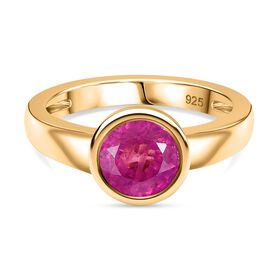 AAA Ilakaka Rosa Saphir (Fissure gefüllt) Ring 925 Silber 750 Gelbgold Vermeil (Größe 17.00) ca. 2,00 ct