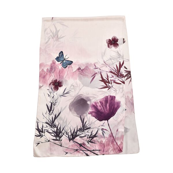 LA MAREY - Gemaltes unifarbenes Schal aus Kreppsatin, rosa und schwarz image number 2