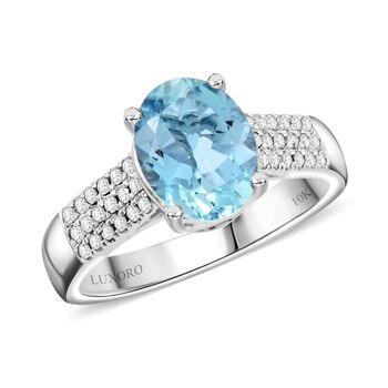 AAAA Santamaria Aquamarin, Wei&szlig;er Diamant Ring 417 Gold (Gr&ouml;&szlig;e 20.00) ca. 1,75 ct