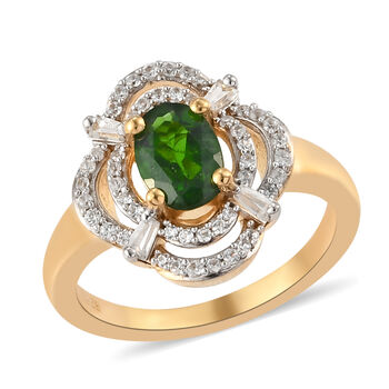 Nat&uuml;rlicher Chromdiopsid und Zirkon-Ring - 1,40 ct.