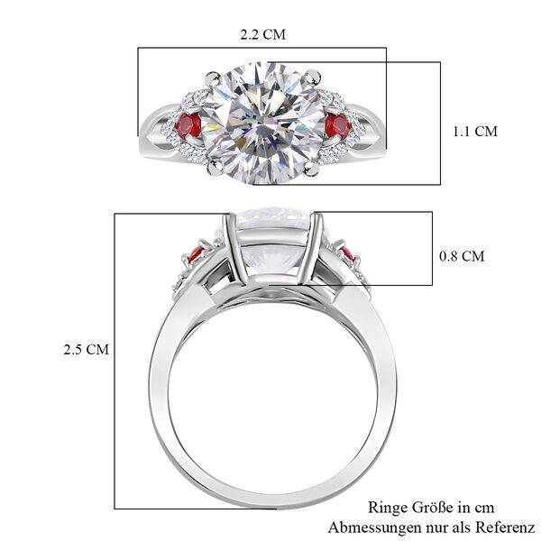 Moissanit, Roter Saphir Ring 925 Silber rhodiniert (Größe 18.00) ca. 4,03 ct image number 6