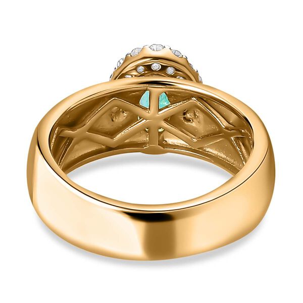 AAA Smaragd, wei&szlig;er Zirkon Ring, 925 Silber Gelbgold Vermeil (Gr&ouml;&szlig;e 19.00) ca. 0.74 ct image number 5