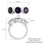 Marokkanischer Amethyst 3 Stein Ring 925 Silber Platin-Überzug image number 6