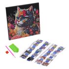 DIY Diamond Painting Leinwand Katze, mehrfarbiges Motiv mit Glitzerakzenten, inkl. MDF-Rahmen, Klebemotiv, Diamanten, Stift, Wachs, Aufbewahrungsbox, 29x29?cm, Katze