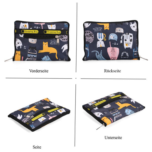 Faltbare Einkaufstasche aus wasserabweisendem Polyester, Katzendesign, 40x43 cm, Tragegriffe 22 cm, Mehrfarbig image number 6