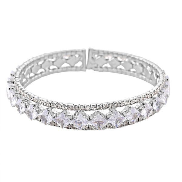 Wei&szlig;er Zirkonia Armreif, Flexibles (ca. 18-19 cm)  Nickelfreies Messing image number 2