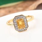 Gelber Saphir und Zirkon Halo Ring 925 Silber 585 vergoldet image number 1