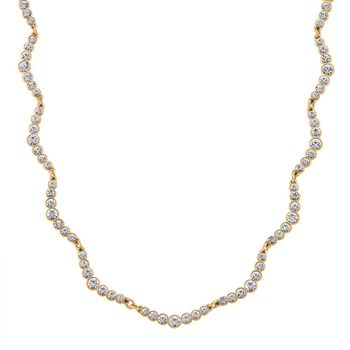 Wei&szlig;e Kristall 50+5cm Halskette in Goldton